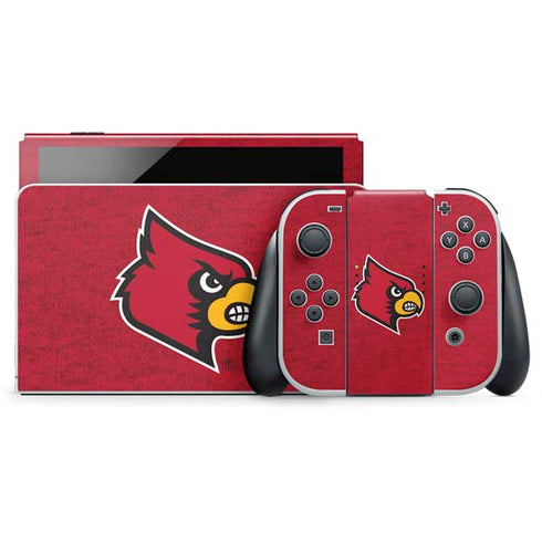 University of Louisville Red Background Nintendo Switch OLED (2021) Skin